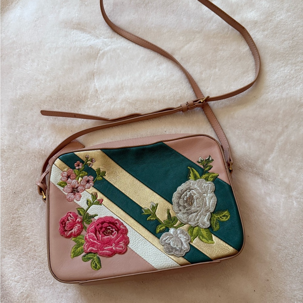 Aritzia Auxiliary Embroidered Crossbody Bag - Pink and Green